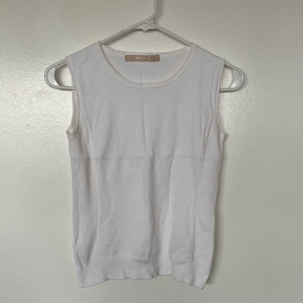 White Sleeveless Sweater Vest